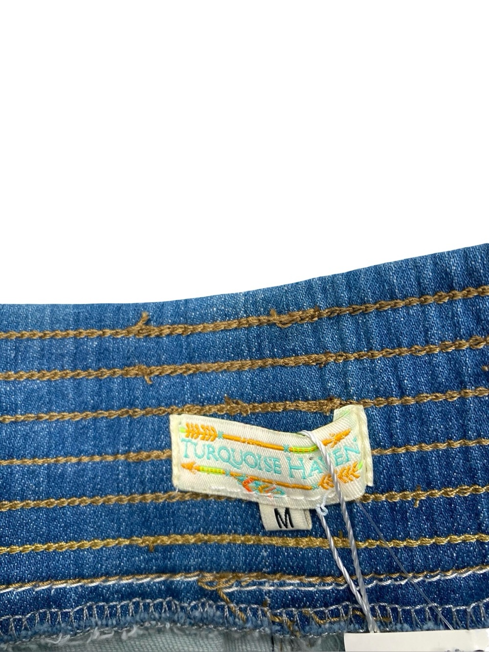 Turquoise Haven Two Tone Patchwork Flare Jeans New Medium Size 12-14 - Picture 5 of 10